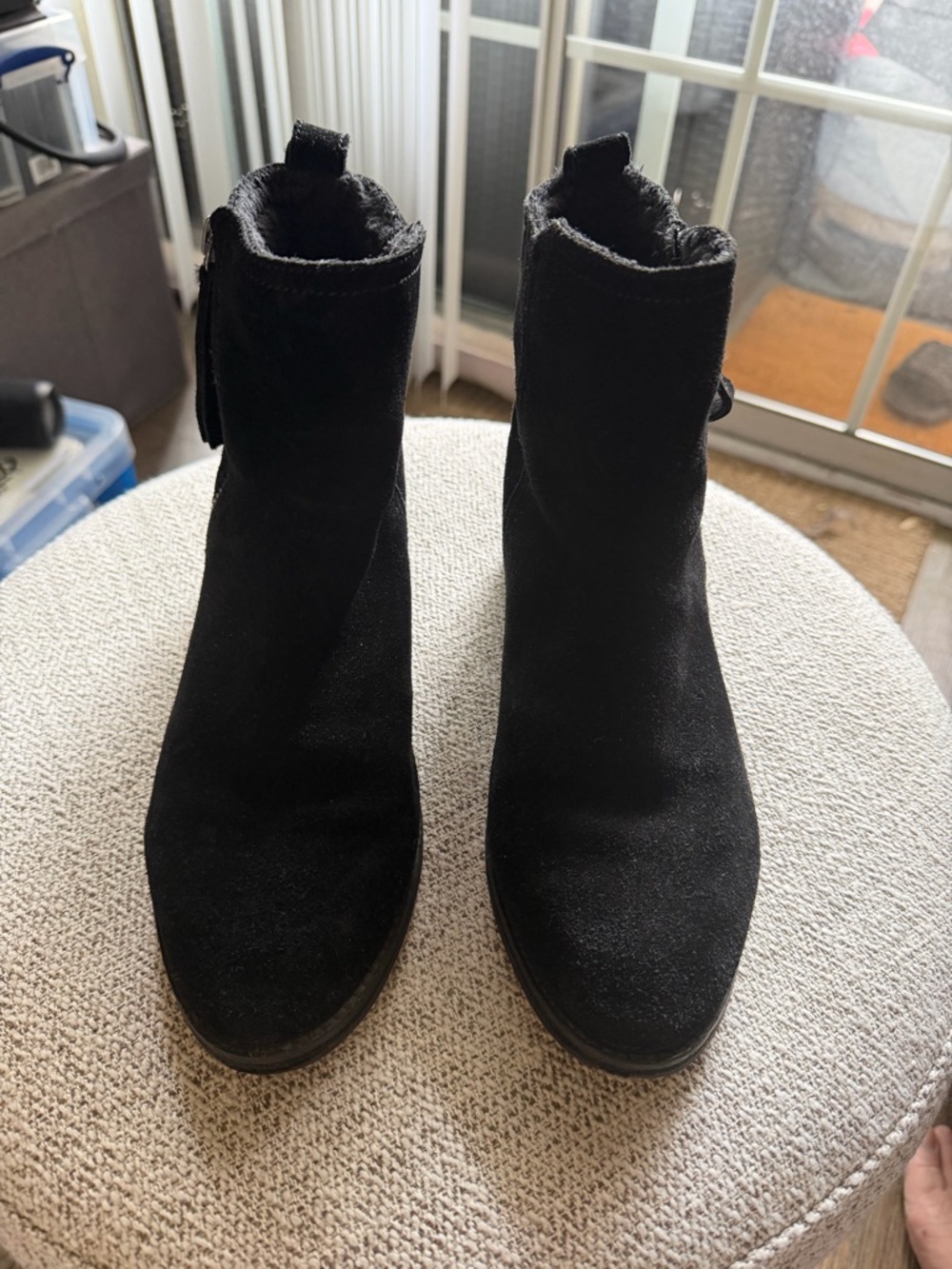 H&M Black Suede Ankle Booties with Side Zip